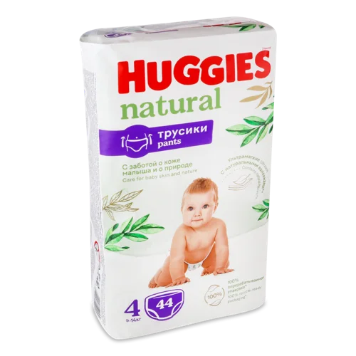 Підгузники-Трусики Для Дітей 9-14кг 4 Natural Huggies, В/ґ, 44шт