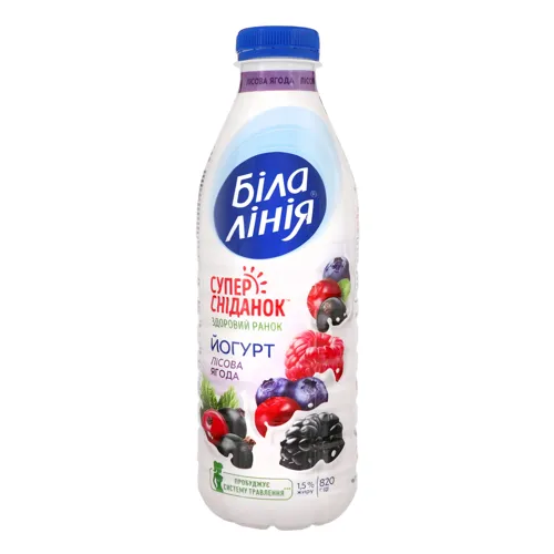 Йогурт 1.5% питний Лісова ягода Біла лінія 820г