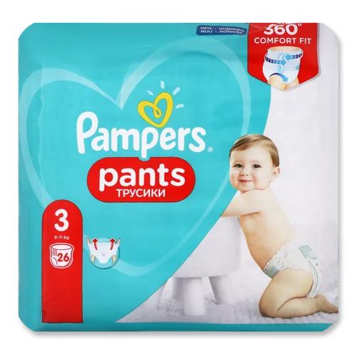 Підгузки-Трусики Для Дітей Одноразові, 6-11 кг, 26 шт, Pampers, п/пл