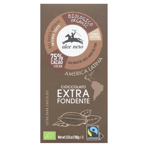 Шоколад чорний Alce Nero Fairtrade органічний 75% 100г