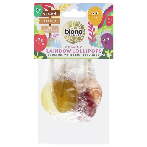 Льодяник Biona Organic Rainbow органічний без цукру 50г