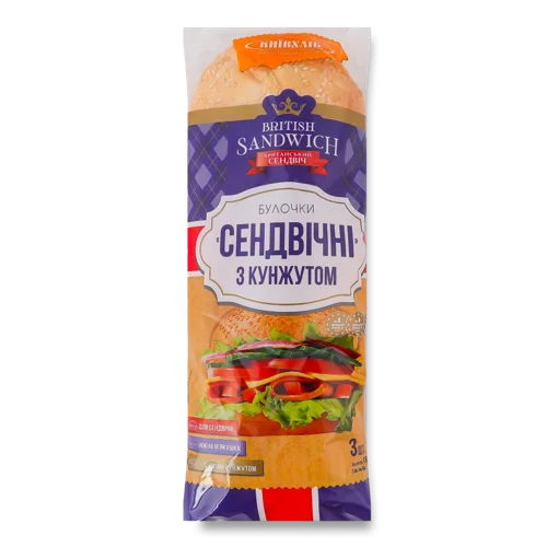 Булочки З Кунжутом Сендвічні В/ґ Київхліб, 3х60г