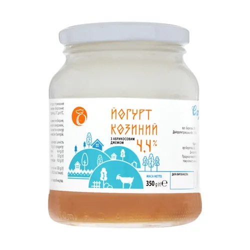 Йогурт 4.4% козячий з абрикосовим джемом Capretta с/б 350г