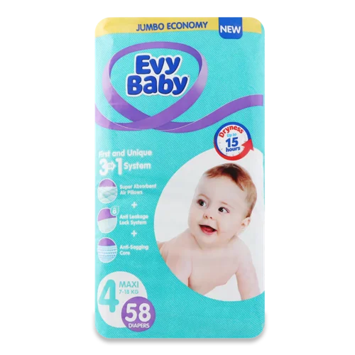 Підгузки Для Дітей Maxi Jumbo Evy Baby, 58шт, 7-18кг, в/ґ
