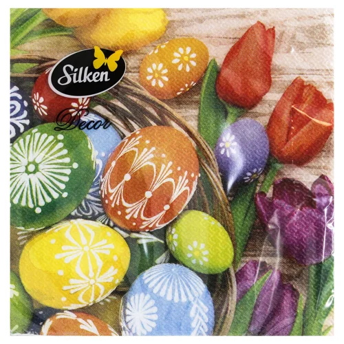 Серветки столові Silken Крашанки з тюльпанами 2-шарові 33*33см 12шт