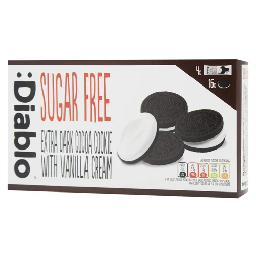 Печиво-сендвіч Diablo екстра чорне з ванільною начинкою без цукру 176г