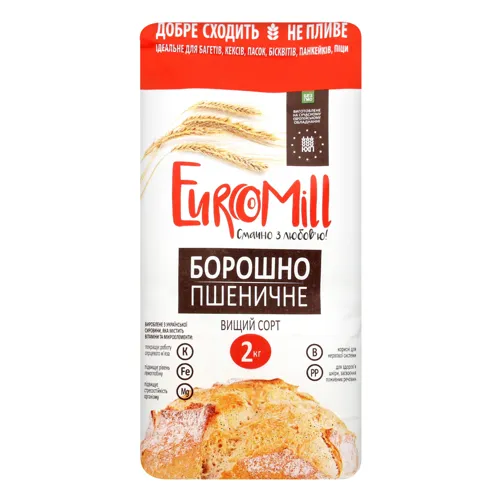 Борошно пшеничне вищого сорту EuroMill м/у 2кг