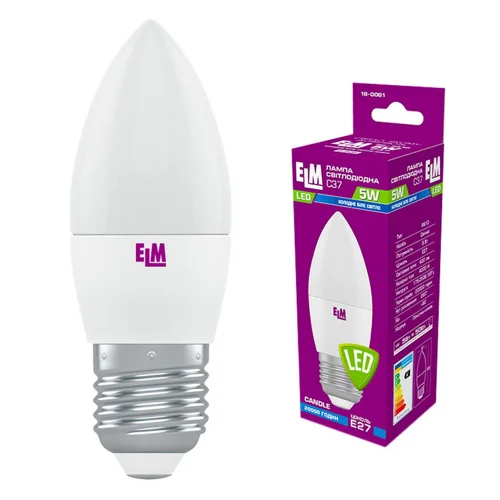 Лампа ELM Led свічка 5W PA10 E27 4000 18-0081