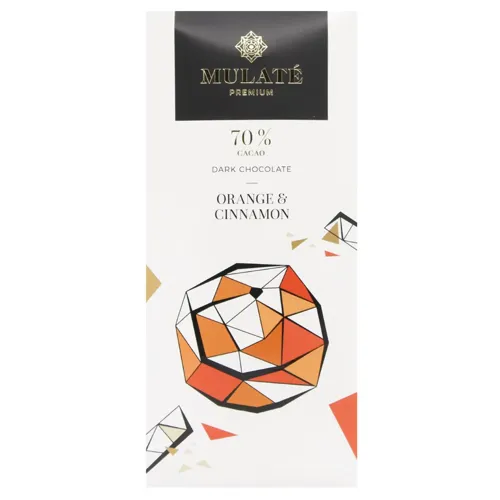 Шоколад чорний Mulate Premium з сублімованим апельсином і корицею 70% 90г