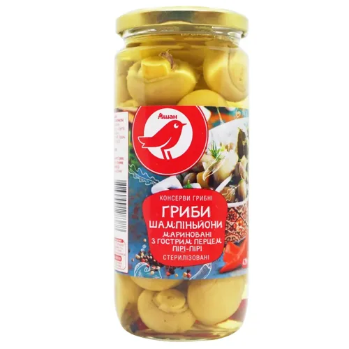Шампіньйони Ашан мариновані з перцем пірі-пірі 420г