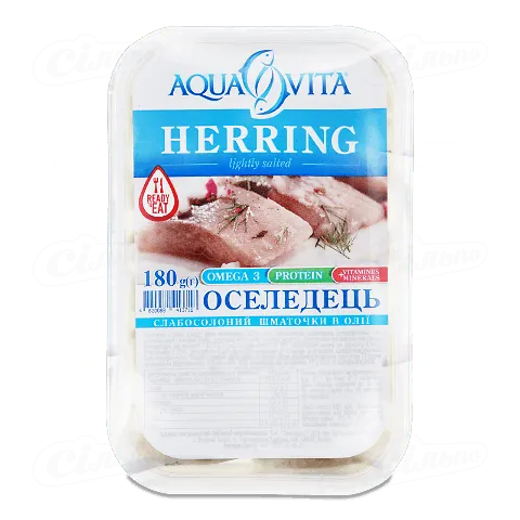Оселедець Aqua Vita філе-шматочки слабосолона в олії 180г
