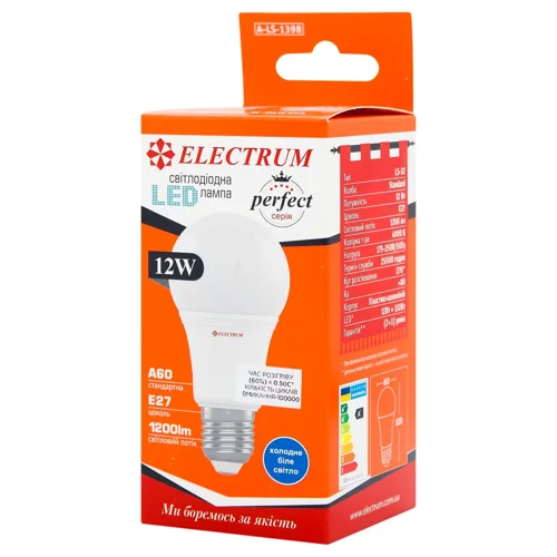 Лампочка Electrum LED 12W 1200lm 4000K E27 A60