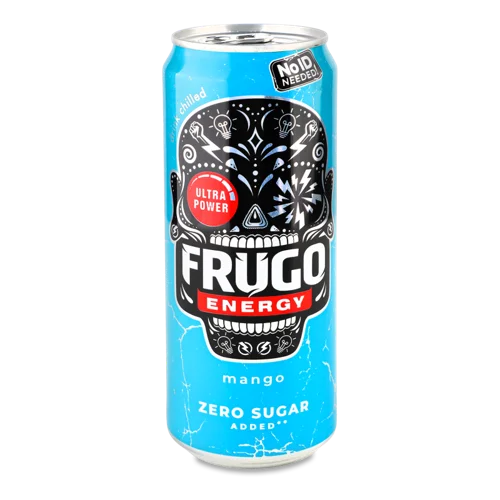 Напій Безалкогольний Газований Манго Zero Sugar Energy Frugo, з/б 330мл