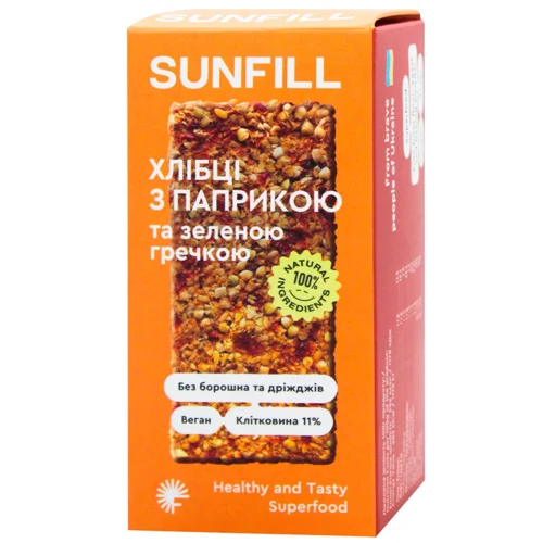 Хлібці з паприкою та зеленою гречкою Sunfill 91 г