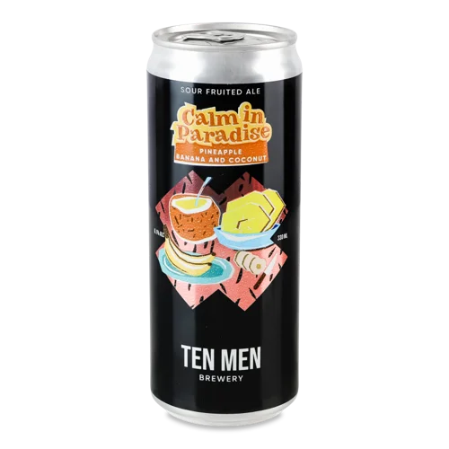 Пиво Світле Нефільтроване Непастеризоване В/ґ Pineapple & Banana & Coconut Calm In Paradise Ten Men Brewery, 330мл