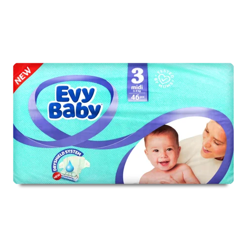 Дитячі Підгузки Evy Baby 5-9 кг, Midi, 46 шт, в/ґ