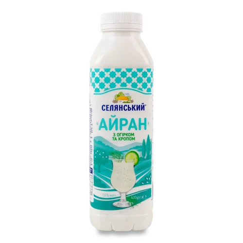 Айран 1.6% Натуральний з Огірком та Кропом, Пластикова Пляшка 420г