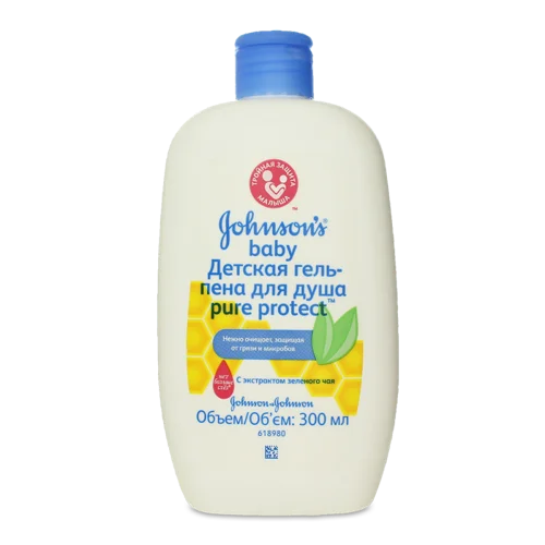 Гель-піна для душу з екстрактом зеленого чаю Pure Protect Jonson's Baby, 300 мл