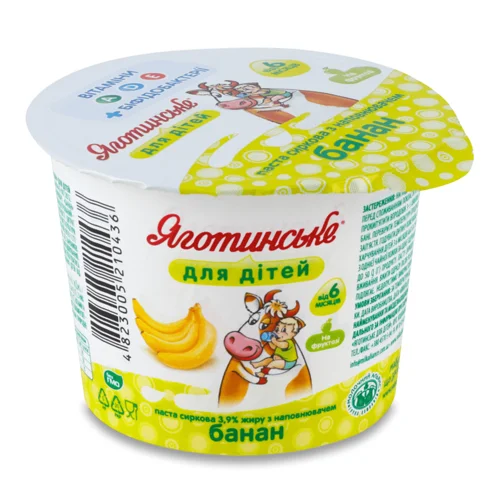 Паста сиркова Яготинське для дітей банан 3,9%,90г