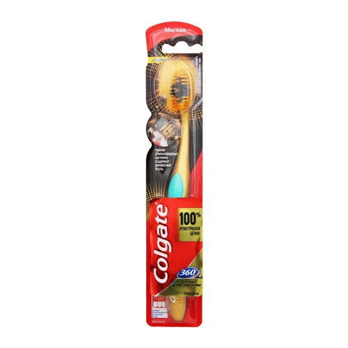 Зубна Щітка М'яка Золота З Деревним Вугіллям 360 Colgate, 1шт