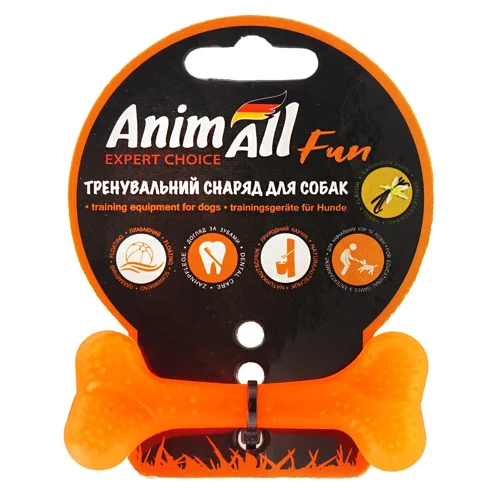 Іграшка AnimAll Fun кістка для собак помаранчева 8см