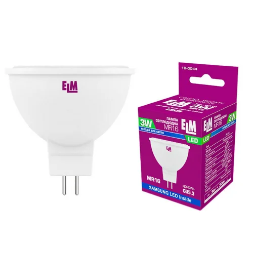 Лампа ELM Led MR16 3W PA10 GU5.3 4000 120гр 18-0044