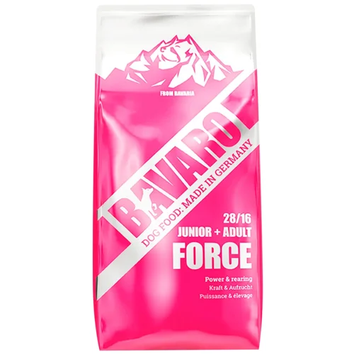 Корм сухий Bavaro Junior + Adult Force 28/16 з домашньою птицею для собак 18кг
