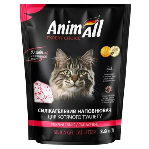Наповнювач гігієнічний AnimAll Рожевий сапфір для котів силікагелевий 3,8л