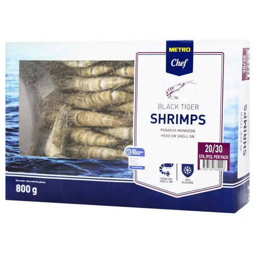 Креветки Metro Chef тигрові чорні з головою 20/30шт 800г