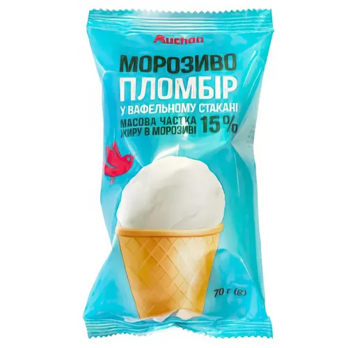 Морозиво Auchan пломбір 70г