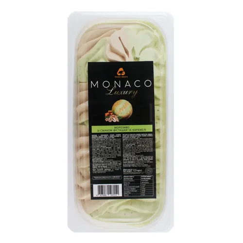 Морозиво 10% зі смаком фісташки та карамелі Luxury Monaco Три ведмеді п/у 2.5кг