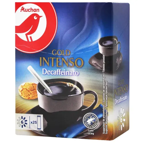 Кава Ашан Gold Intenso Decaffeinato розчинна 25шт*2г