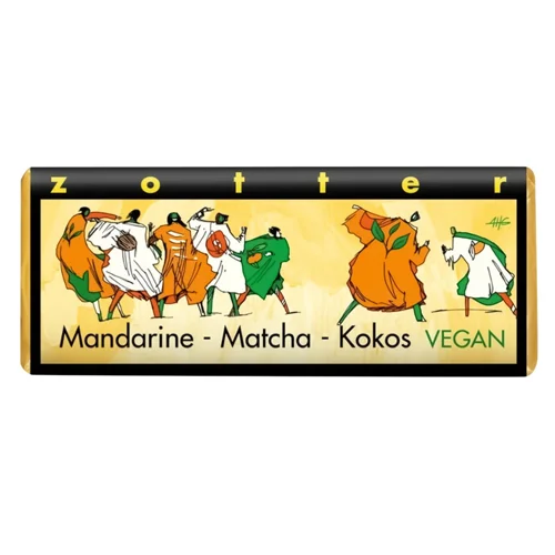 Шоколад чорний Zotter з мандариновим желе, ганашем із зеленого чаю та кокосовим праліне органічний 70г