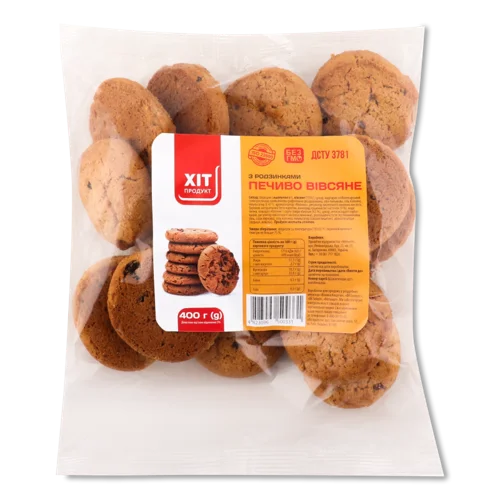 Печиво Вівсяне З Ізюмом Вищого Ґатунку, м/у 400г