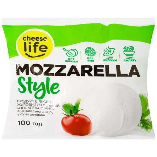 Продукт білково-жировий Cheese Life Mozzarella Style розсільний 45% 100г