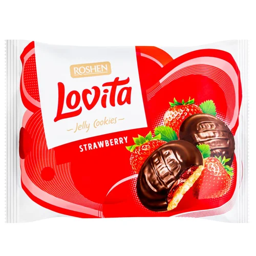 Печиво Roshen Lovita Jelly полуниця з желейною начинкою 420г
