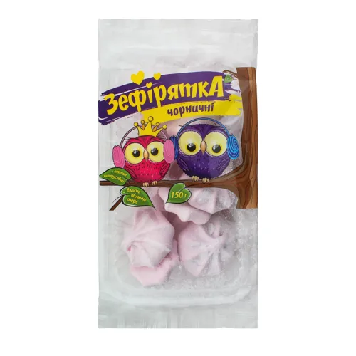 Зефір зі смаком чорниці Зефірятка чорничні Богуславна м/у 150г