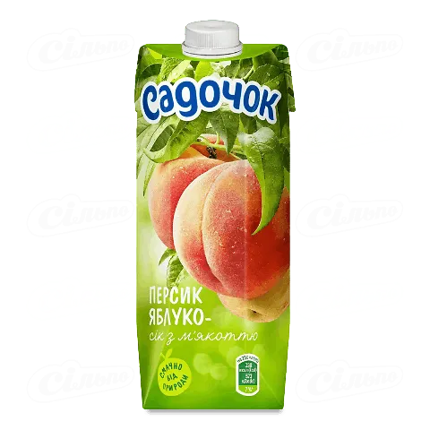 Сік Садочок персик-яблуко з м'якоттю, 500мл