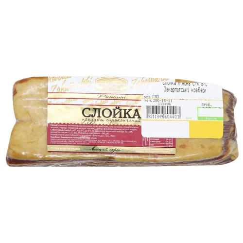 Продукт м'ясний Закарпатські Ковбаси Слойка сирокопчений вищий сорт