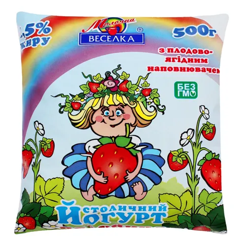 Йогурт 1.5% з плодово-ягідним наповнювачем Столичний Молочна веселка м/у 500г