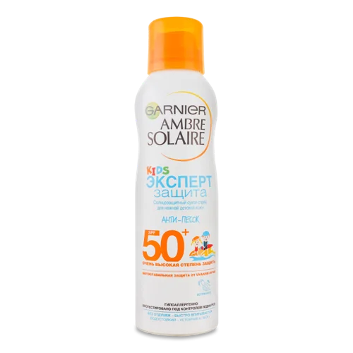 Сонцезахисний Спрей Дитячий Сухий Анти-Пісок SPF50+ Ambre Soie Garnier, 200мл