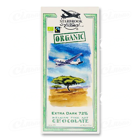 Шоколад чорний Starbrook Airlines екстра 72% органік, 90г