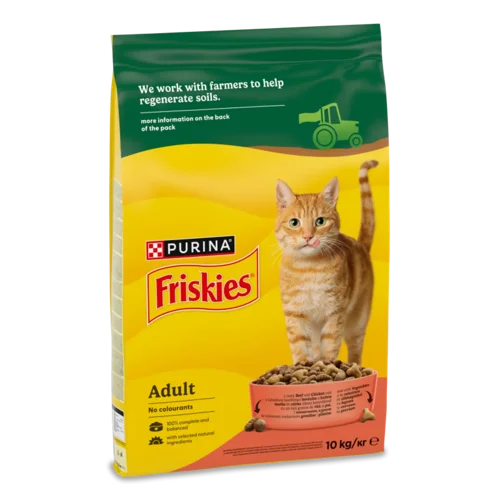 Корм для котів Friskies з яловичиною, куркою та овочами сухий