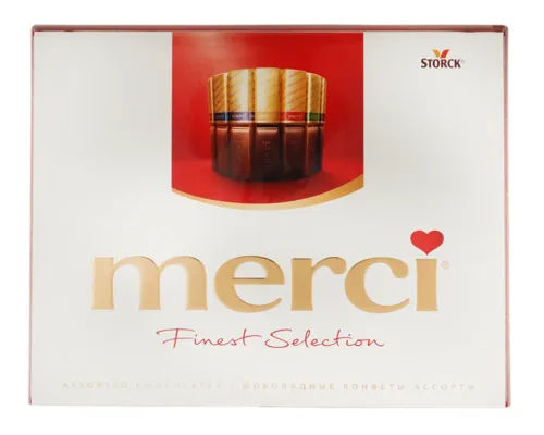 Набір шоколадних цукерок з начинкою і без начинки асорті Merci к/у 250г