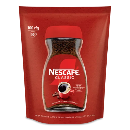 Кава Розчинна Гранульована Вищого Ґатунку Classic Nescafe, 100г