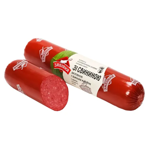 Ковбаса Забіяка Салямі напівкопчена зі свинини першого сорту