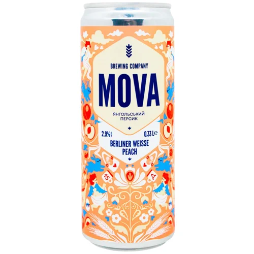 Пиво Mova Berliner Weisse Peach світле нефільтроване 2,9% 0,33л