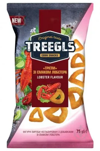 Снеки кукурудзяні TREEGLS зі смаком лобстера, 75г