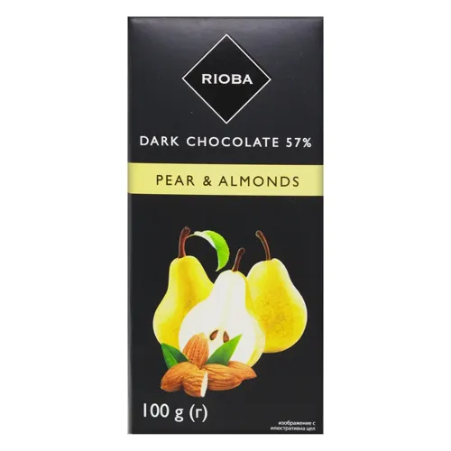 Шоколад Rioba чорний з грушею та мигдалем 100г