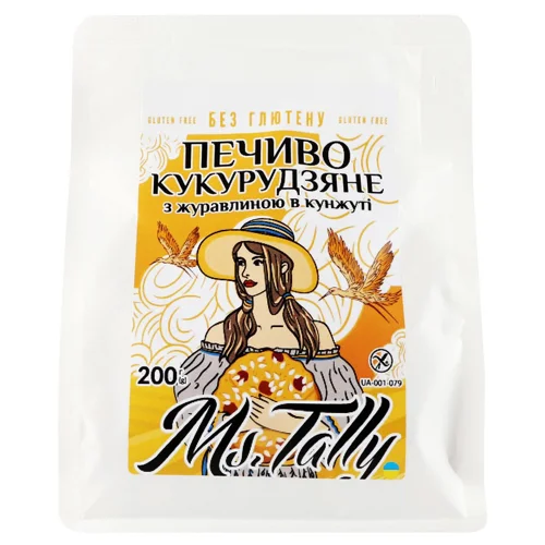 Печиво Ms.Tally кукурудзяне з журавлиною в кунжуті 200г